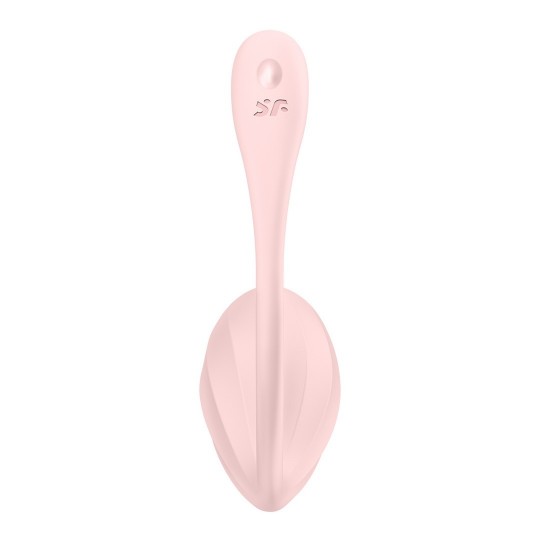 RIBBED PETAL CONNECT APP - WEARABLE COUPLE VIBRATOR - ROSE