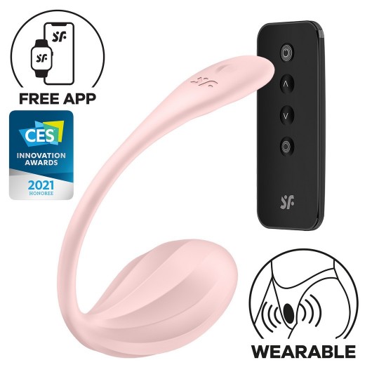 RIBBED PETAL CONNECT APP - WEARABLE COUPLE VIBRATOR - ROSE