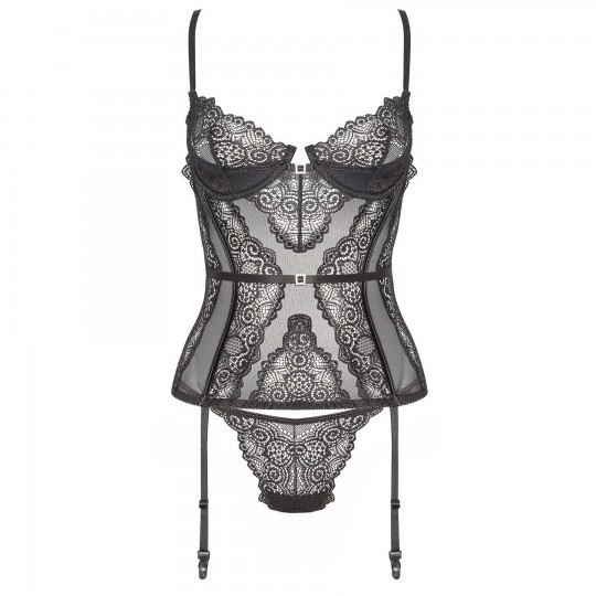 CORSET ET STRING RAVENNA NOIR BEAUTY NIGHT FASHION