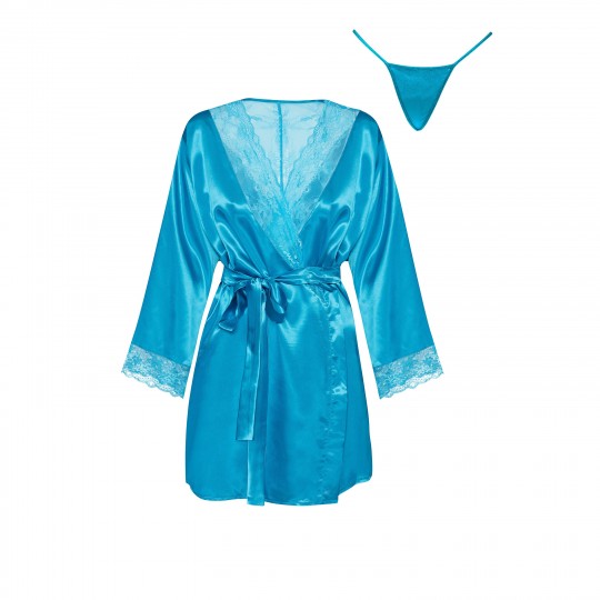 PEIGNOIR ET STRING SHERIE TURQUOISE BEAUTY NIGHT FASHION