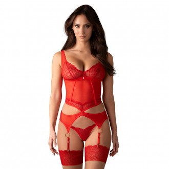 CORSET ET STRING CUPIDE DESIR ROUGE OBSESSIVE