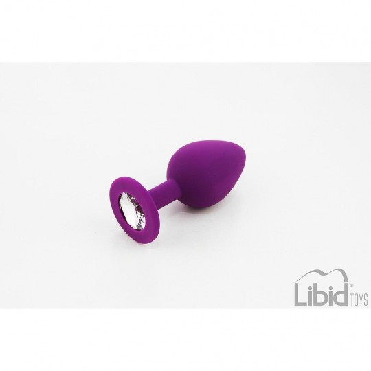 PLUG ANAL DE SILICONE COM JOIA ROXO CANDY LUST