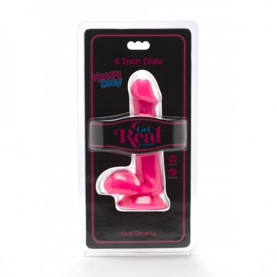 GET REAL HAPPY DICKS DILDO 6 INCH WITH TESTICLES PINK