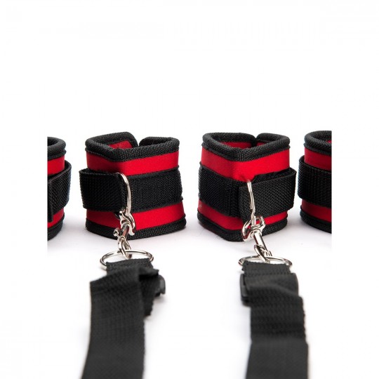 ARGUS FETISH RED BLACK BED RESTRAINT SET