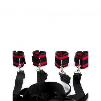 ARGUS FETISH RED BLACK BED RESTRAINT SET