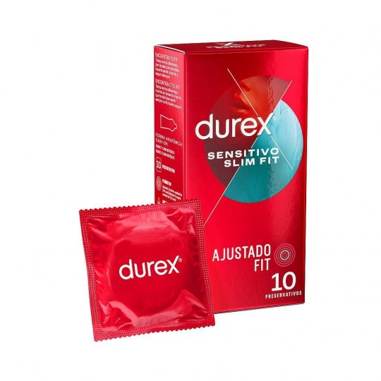 CAIXA COM 10 PRESERVATIVOS SENSITIVO SLIM FIT DUREX