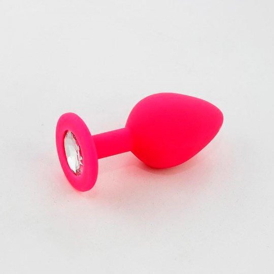 PLUG ANAL DE SILICONA CON JOYA ROSA CANDY LUST