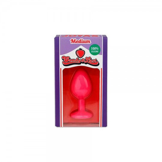 PLUG ANAL DE SILICONA CON JOYA ROSA CANDY LUST