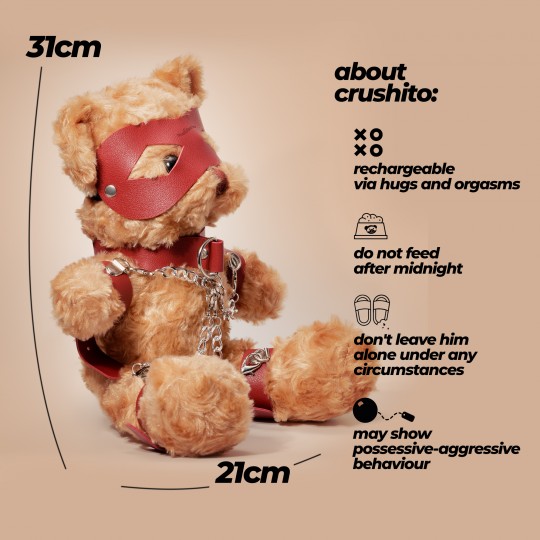 OURS BEAR BONDAGE CRUSHITO ROUGE 31CM CRUSHIOUS