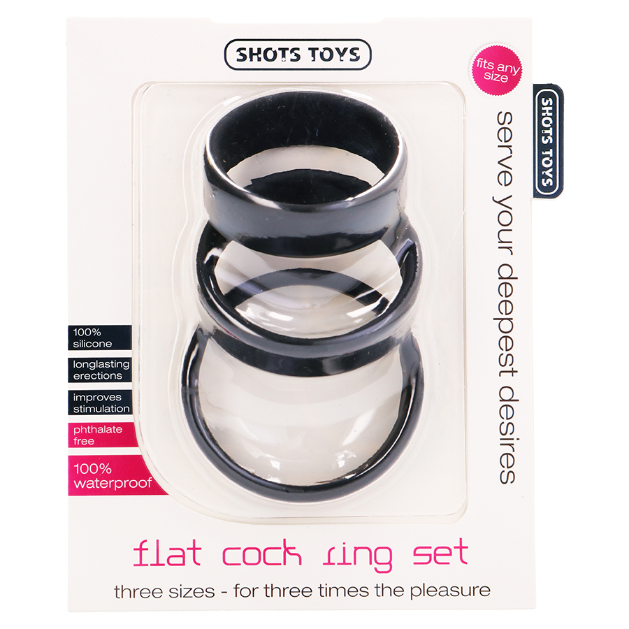 CONJUNTO DE ANILLOS PARA EL PENE FLAT COCK RINGS SET NEGROS