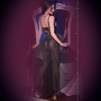 GOWN AND THONG CR-4162 BLACK