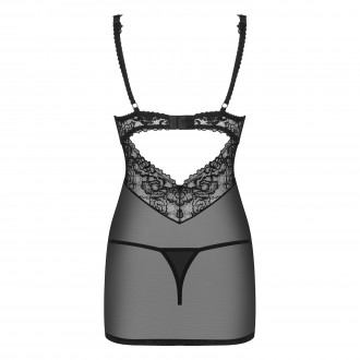 OBSESSIVE 867-CHE CHEMISE AND THONG BLACK