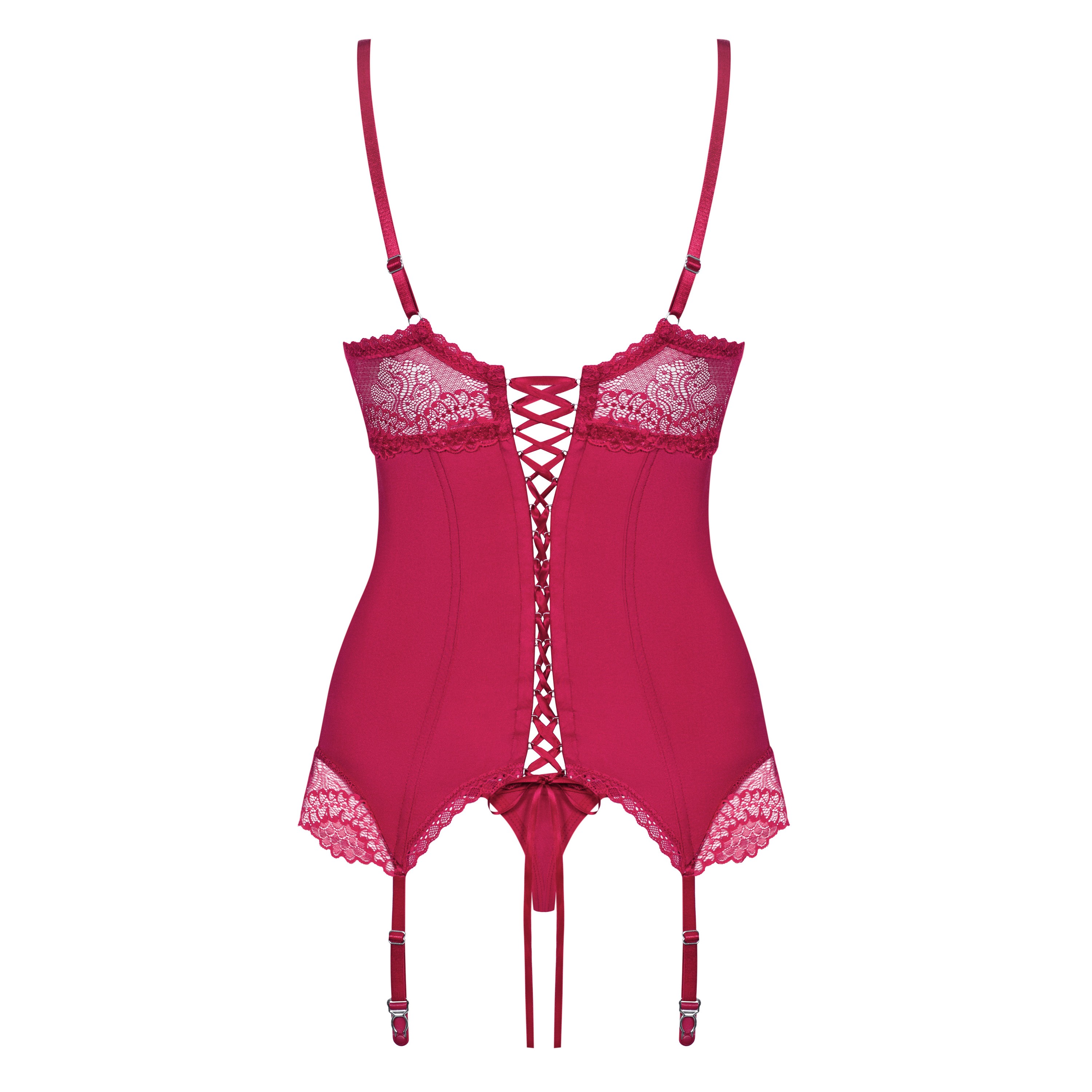 OBSESSIVE ROSALYNE CORSET AND THONG RED