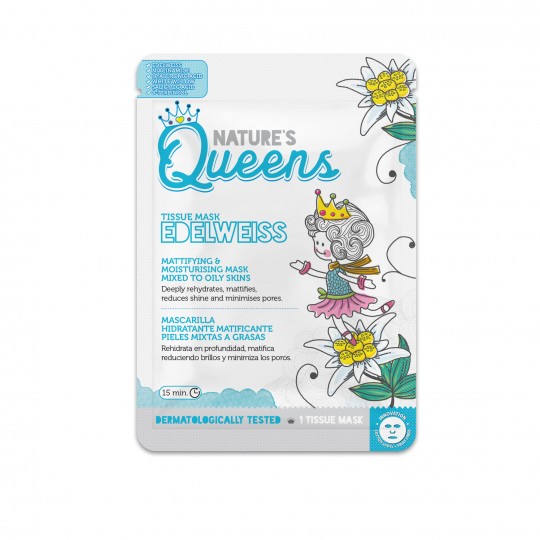 NATURE&#039;S QUEENS MATTIFYING FACIAL TISSUE MASK EDELWEISS 25ML