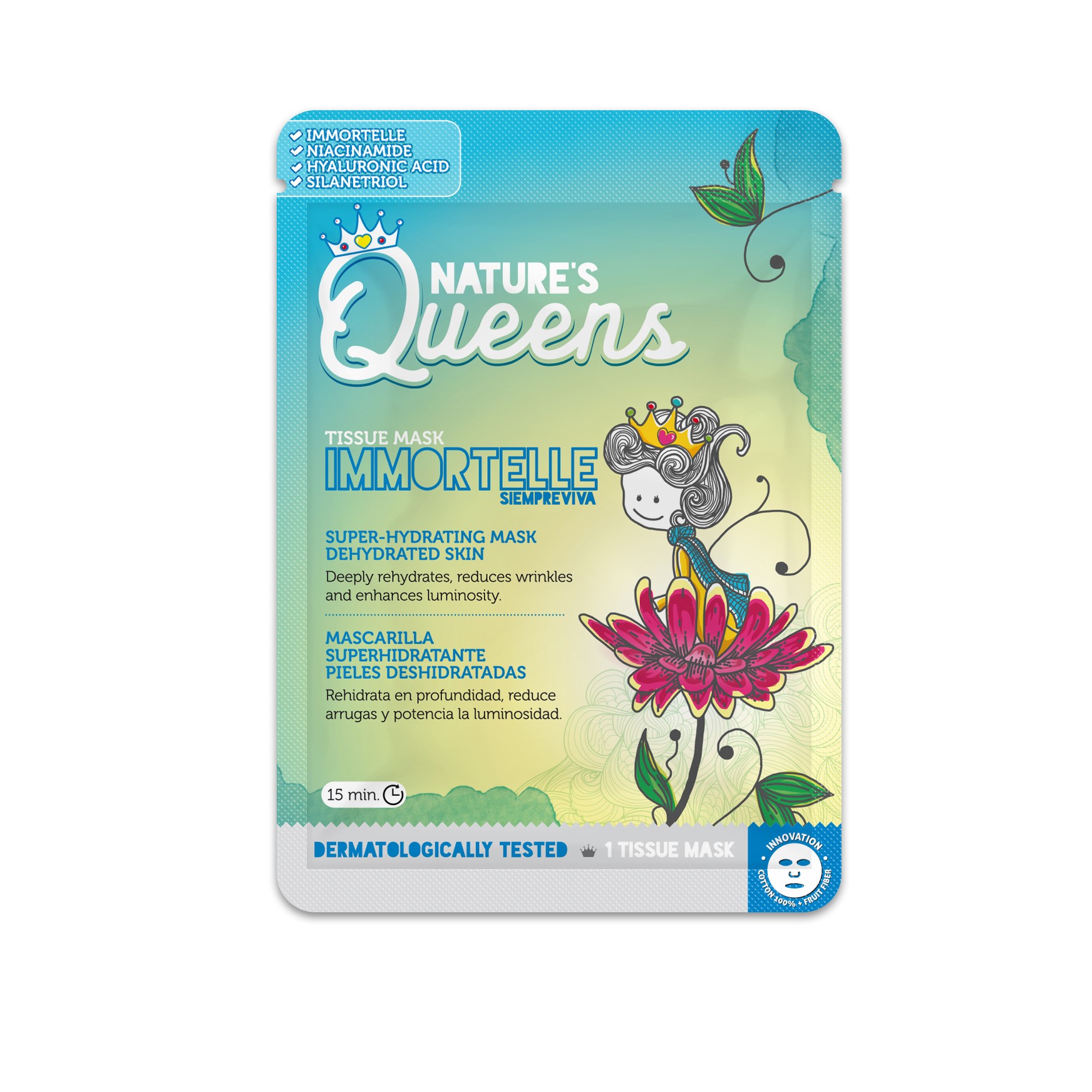 NATURE&#039;S QUEENS SUPER-HYDRATING FACIAL TISSUE MASK IMMORTELLE 25ML