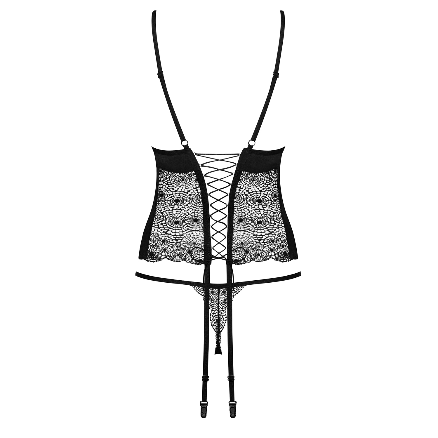 OBSESSIVE SHARLOTTE CORSET AND THONG BLACK