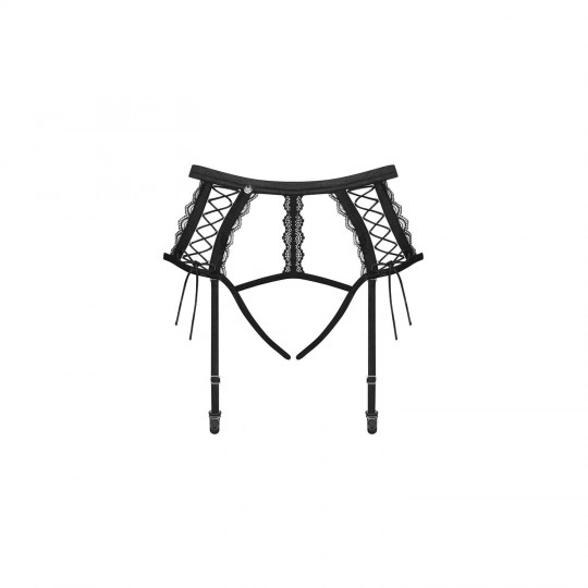 OBSSESSIVE BRAVELLE GARTER BELT AND THONG BLACK