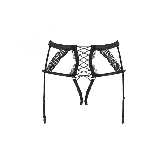 OBSSESSIVE BRAVELLE GARTER BELT AND THONG BLACK