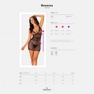 OBSESSIVE BOWESSA CHEMISE AND THONG BLACK