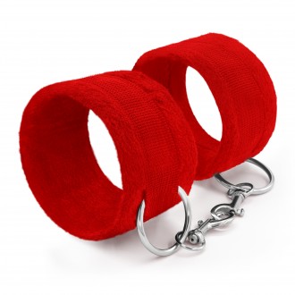 PACK OF 30 TOUGH LOVE VELCRO HANDCUFFS WITH EXTRA 40CM CHAIN CRUSHIOUS RED