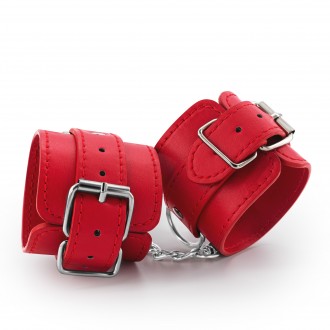 BONDAGE LOVE LEATHER HANDCUFFS CRUSHIOUS RED