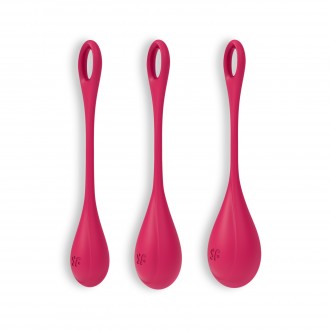 CONJUNTO DE 3 BOLAS KEGEL YONI POWER 1 SATISFYER ROJAS