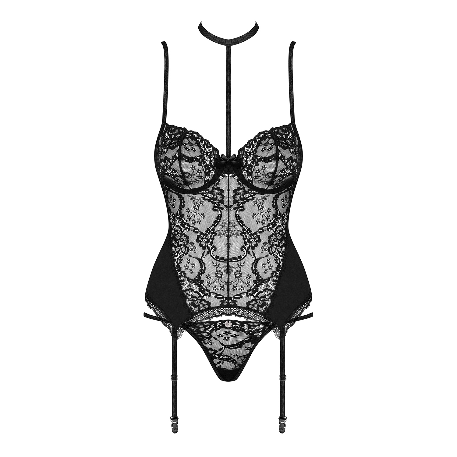 OBSESSIVE RAQUELIA CORSET AND THONG BLACK