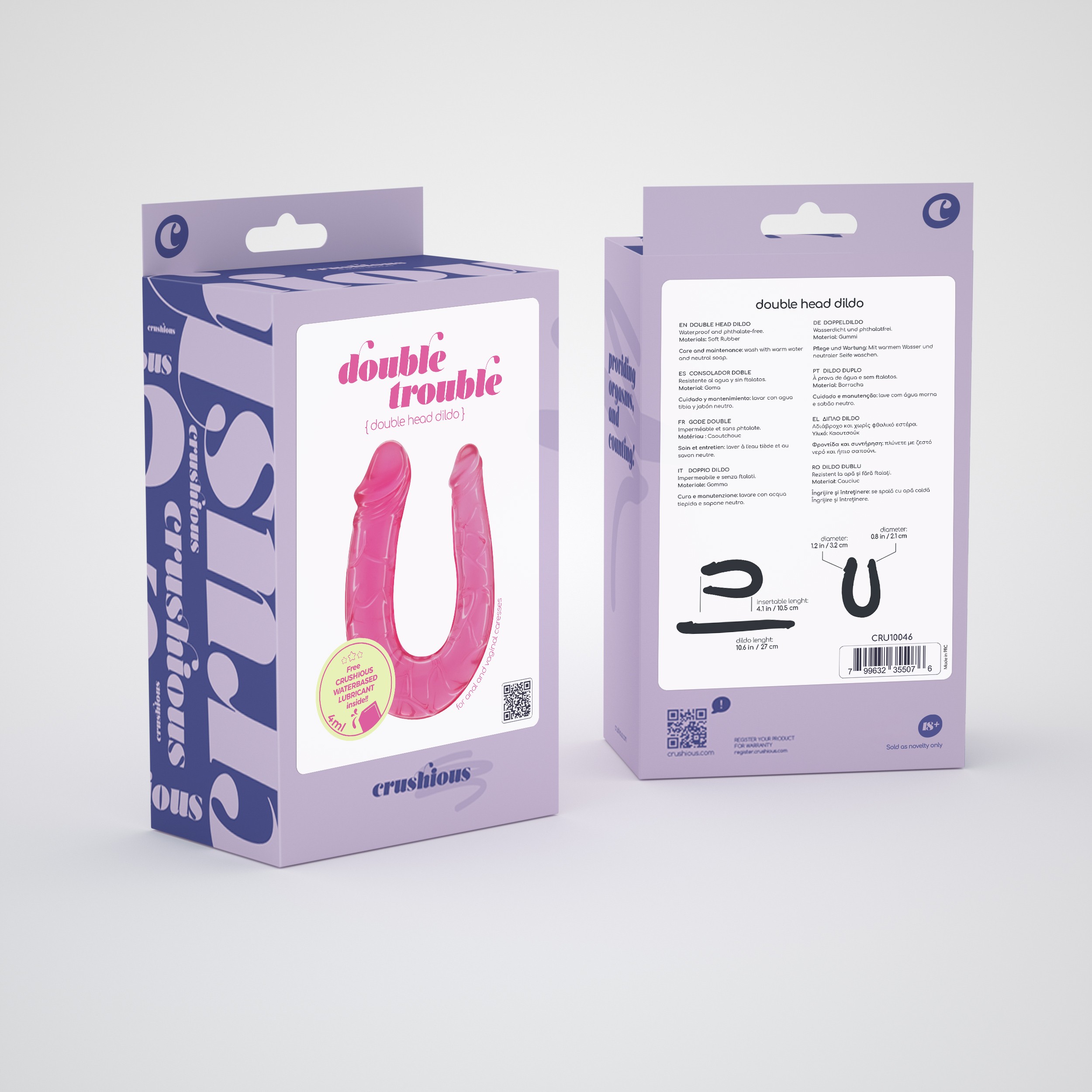 PACK OF 24 DOUBLE TROUBLE DOUBLE DILDO CRUSHIOUS PINK