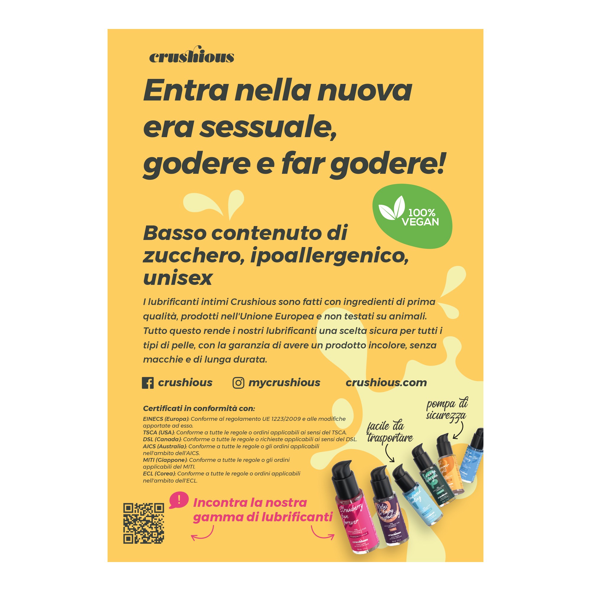 Banco di mostra acrilico con Flyer lubrificanti CRUSHIOUS A5 IT