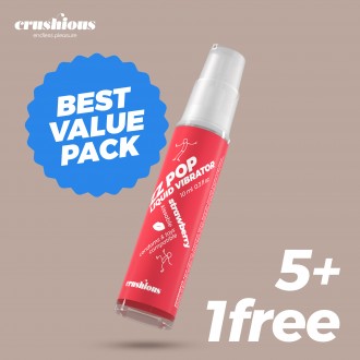 PACK 5 + 1 FREE CRUSHIOUS ZZ POP LIQUID VIBRATOR STRAWBERRY AROMA 10ML