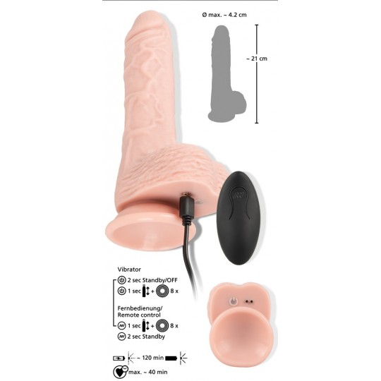 VIBRATORE REALISTICO CON FUNZIONE &quot;VAI E VIENI&quot; E TELECOMANDO WIRELESS MEDICAL SILICONE RC VIBRATOR YOU2TOYS