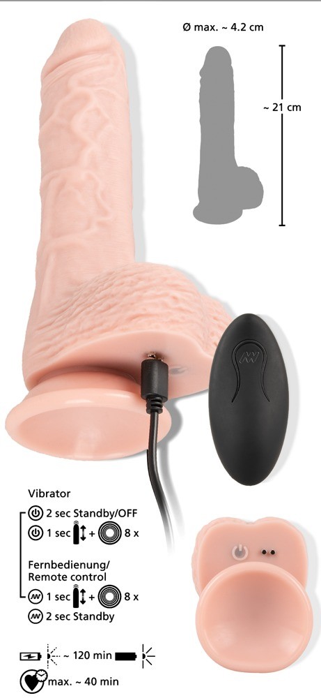 VIBRATORE REALISTICO CON FUNZIONE &quot;VAI E VIENI&quot; E TELECOMANDO WIRELESS MEDICAL SILICONE RC VIBRATOR YOU2TOYS