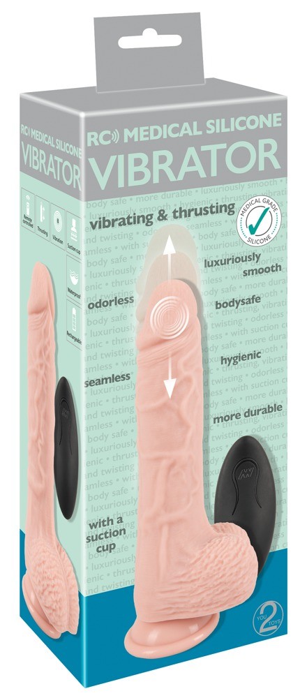 VIBRATORE REALISTICO CON FUNZIONE &quot;VAI E VIENI&quot; E TELECOMANDO WIRELESS MEDICAL SILICONE RC VIBRATOR YOU2TOYS