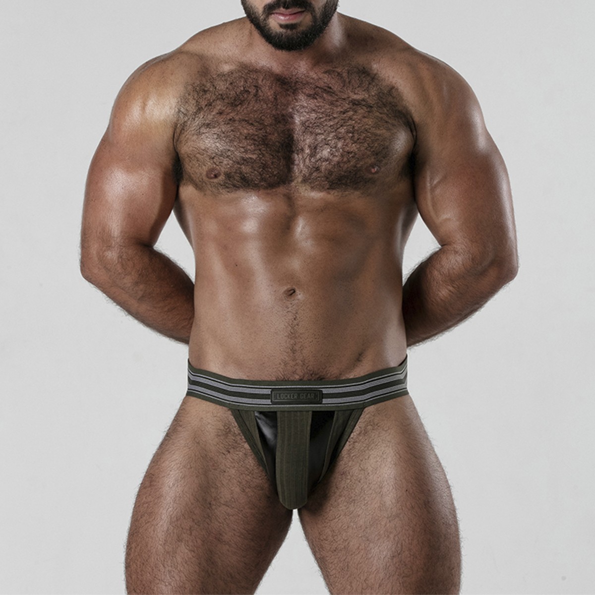 LOCKER GEAR BACKROOM BOTTOMLESS JOCKSTRAP KHAKI