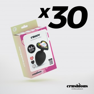 CONFEZIONE DA 30 CUORE PLUG ANALE GRANDE CON 4 GIOIELLI INTERCAMBIABILI CRUSHIOUS