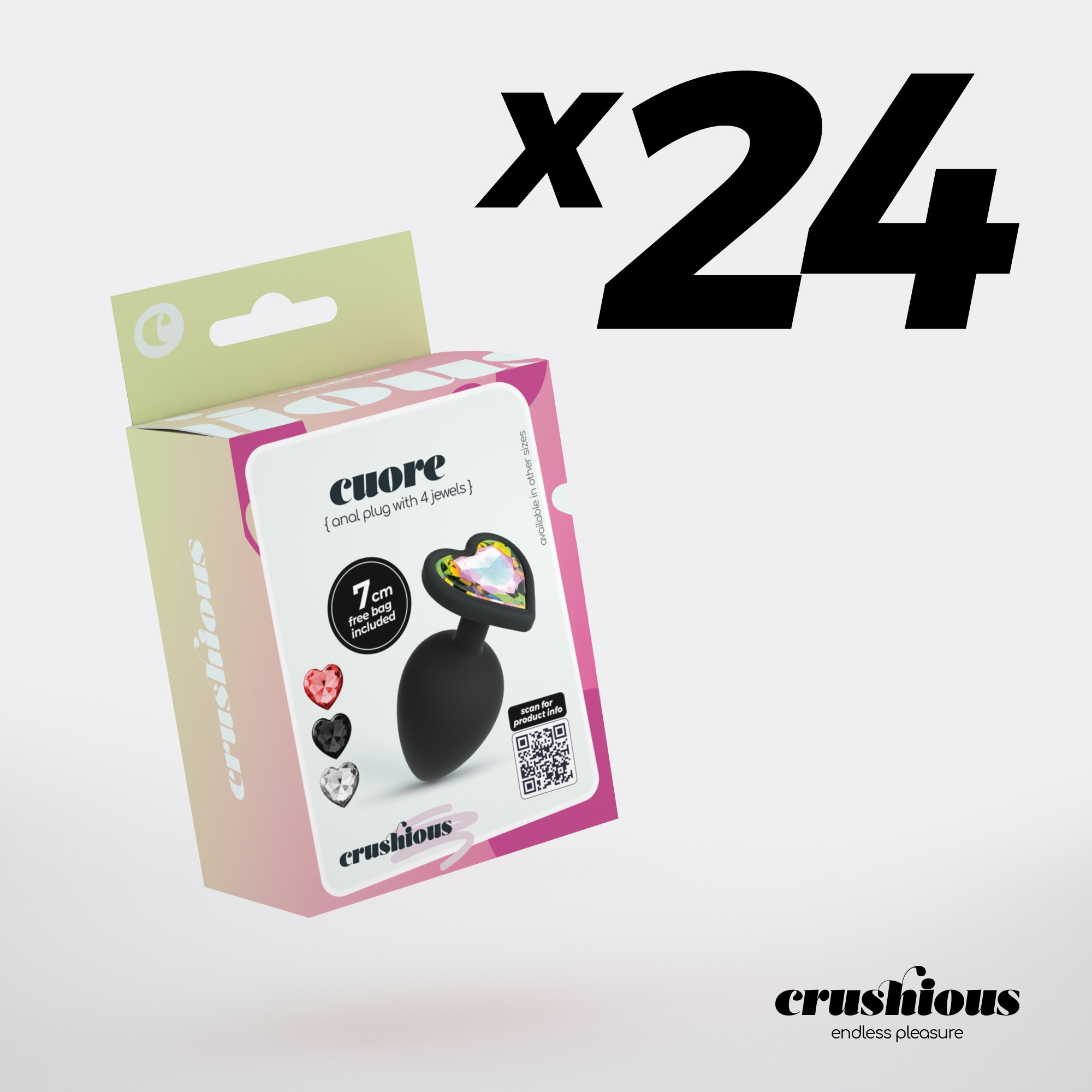 PACK DE 24 CUORE PLUG ANAL PEQUEÑO CON 4 JOYAS INTERCAMBIABLES CRUSHIOUS