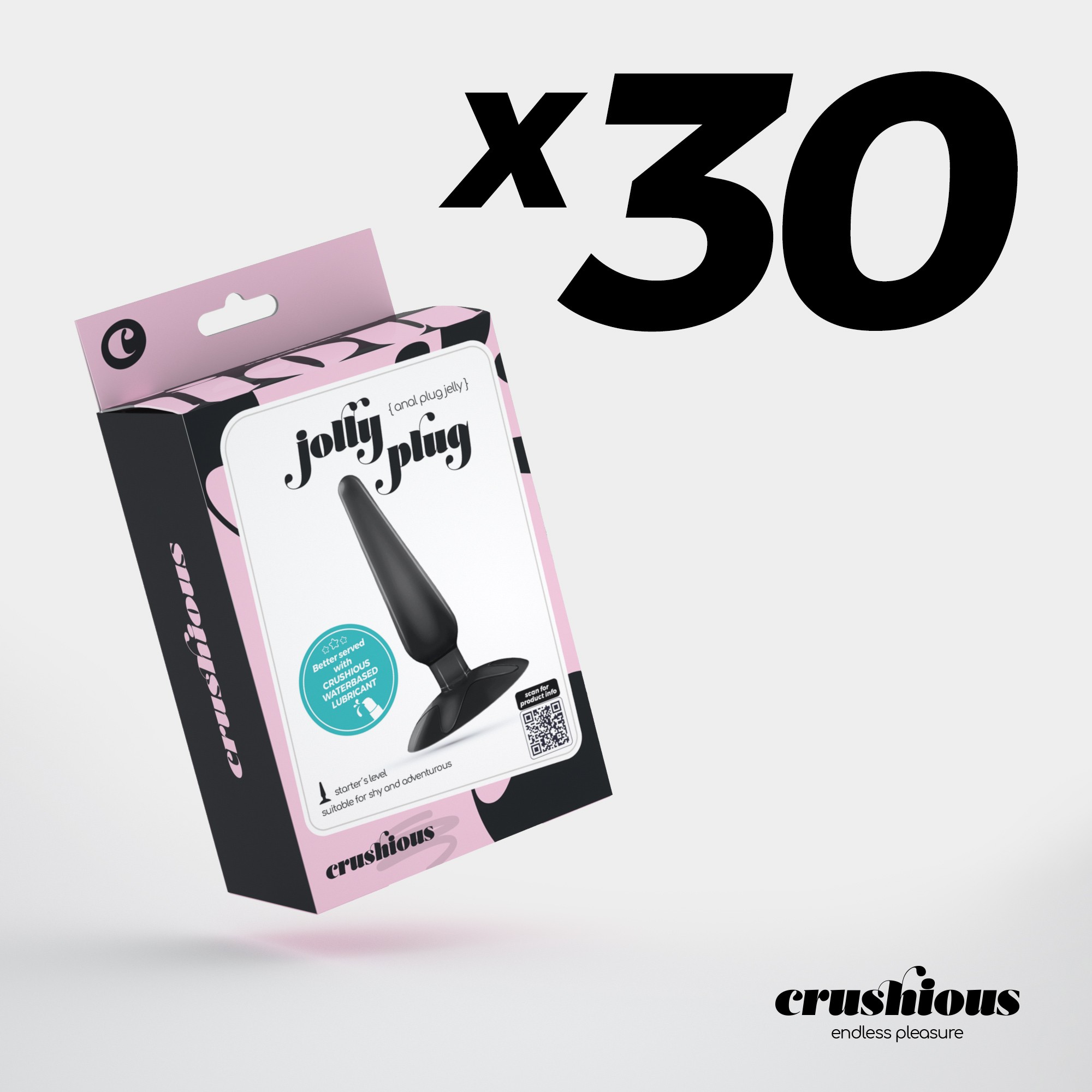 CONFEZIONE DA 30 PLUG ANALE JOLLY PLUG NERO CRUSHIOUS