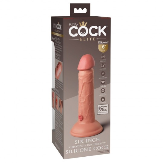 6\&quot; VIBRATING + DUAL DENSITY SILICONE COCK