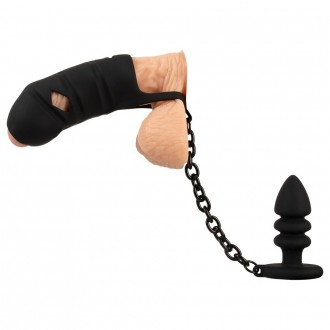 BLACK VELVETS COCK CAGE WITH BUTT PLUG