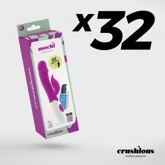 PACK DE 32 VIBROMASSEUR RABBIT MOCHI VIOLET ET LUBRIFIANT À BASE D’EAU INCLUS CRUSHIOUS