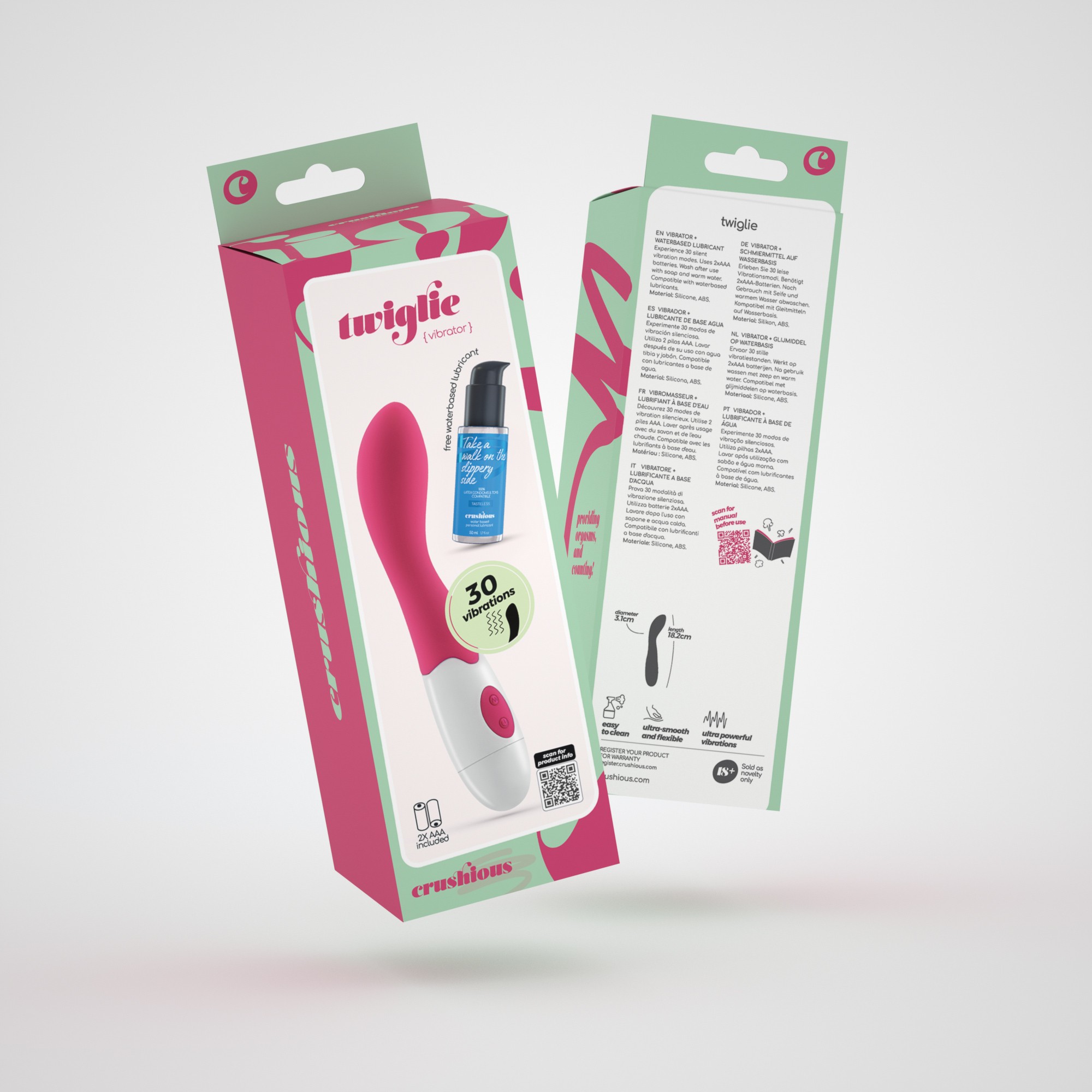 CONFEZIONE DA 32 TWIGLIE VIBRATORE CON LUBRIFICANTE A BASE D&#039;ACQUA INCLUSO CRUSHIOUS