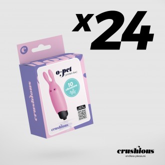 CONFEZIONE DA 24 O-PET CONIGLIO CON PALLA A 10 VIBRAZIONI ROSA PASTELLO CRUSHIOUS