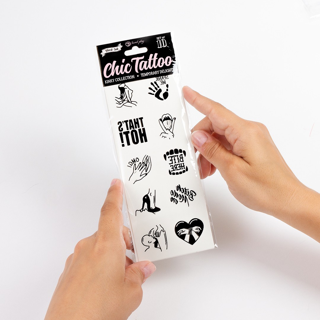 SET DE 10 TATTOOS TEMPORALES - KINKY COLLECTION CHIC TATTOO SECRET PLAY