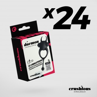 PACK DE 24 DAEMON ANEL PARA O PÉNIS COM VIBRAÇÃO PRETO CRUSHIOUS