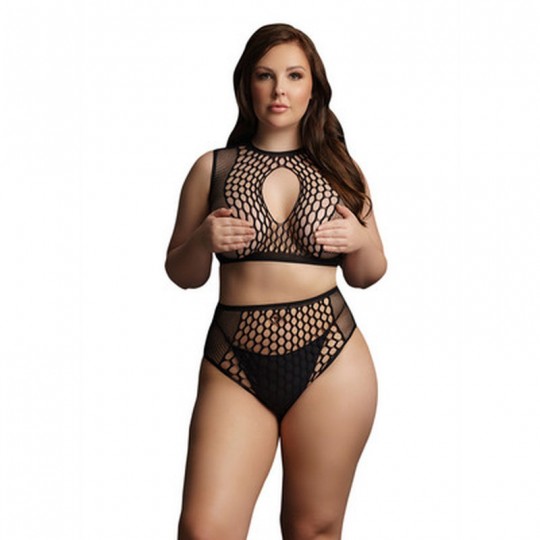 DUO NET KEY-HOLE BRA SET - PLUS SIZE