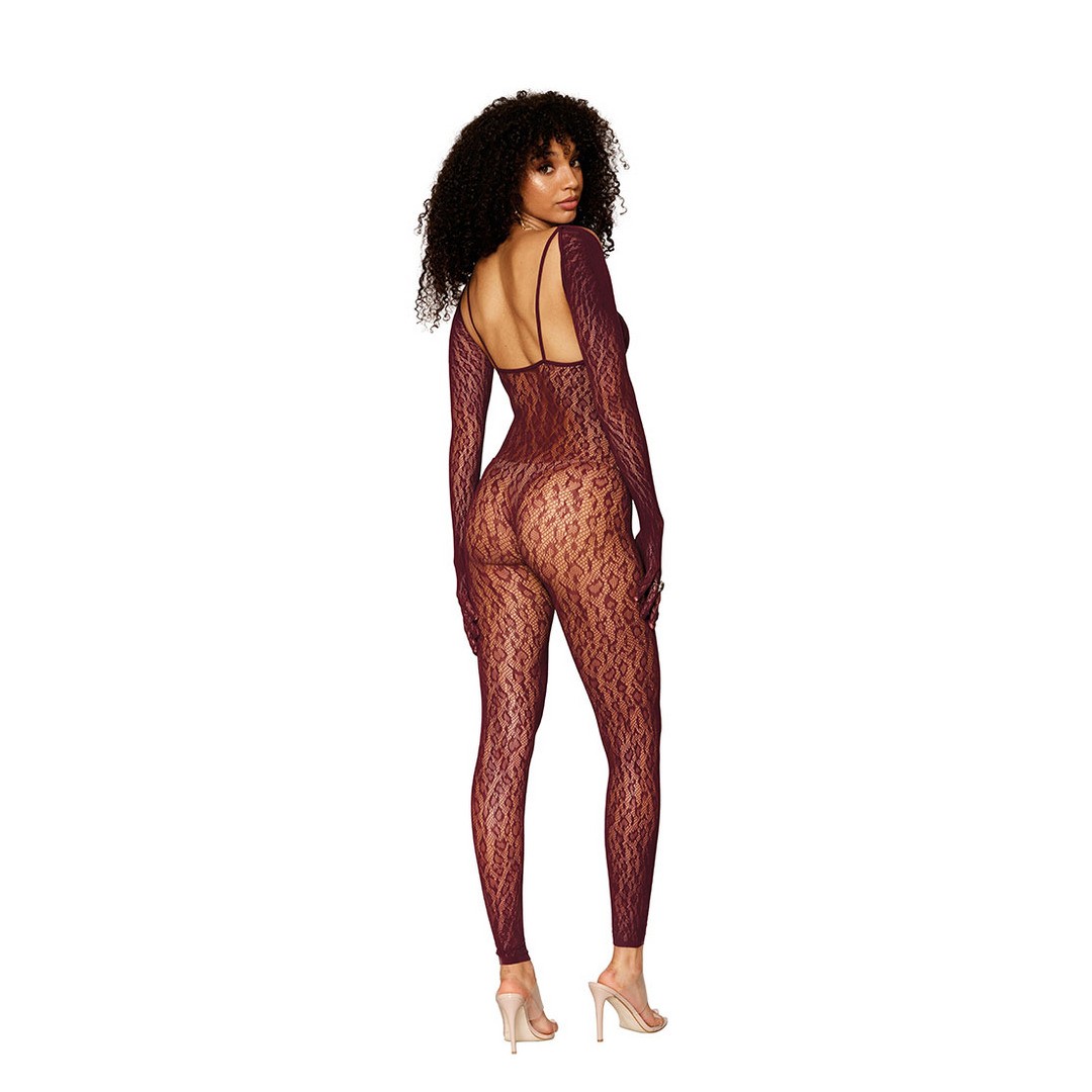 CATSUIT BODYSTOCKING AND SHRUG DIAMOND BROWN