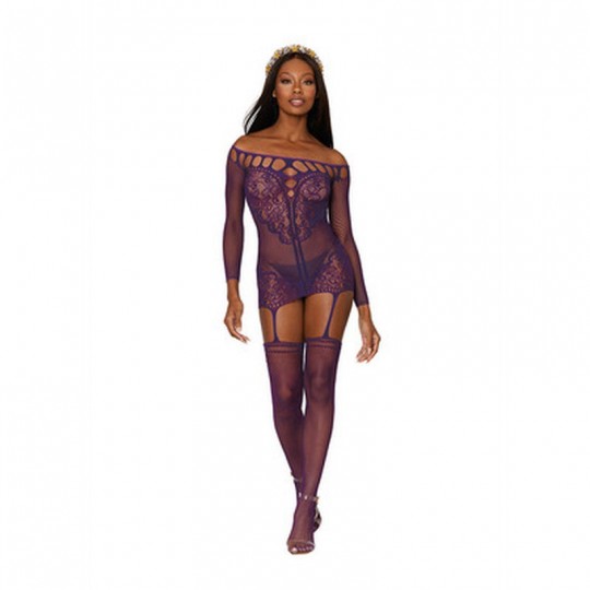 GARTER DRESS DIAMOND - ONE SIZE - AUBERGINE