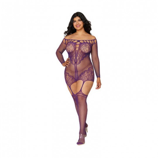 GARTER DRESS DIAMOND - PLUS SIZE - AUBERGINE