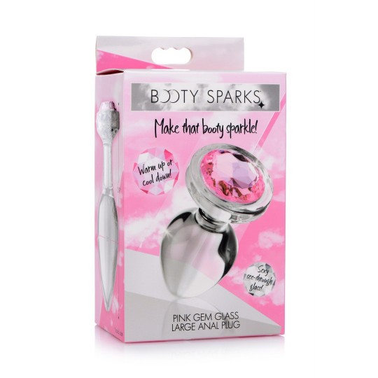 PINK GEM - GLASS ANAL PLUG - LARGE