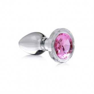 PINK GEM - GLASS ANAL PLUG - SMALL